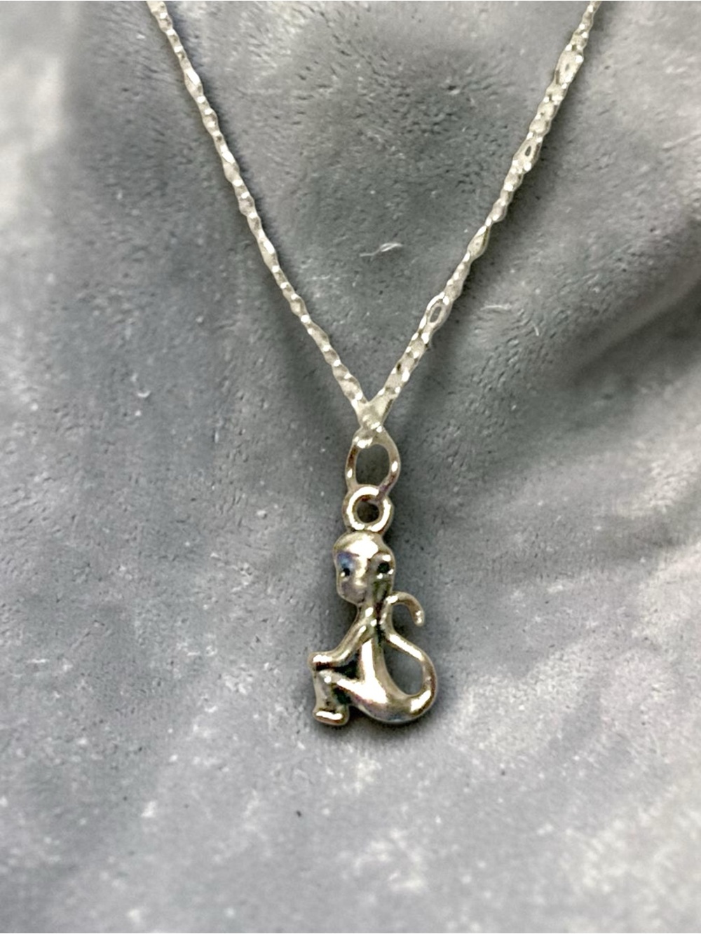 Silver-tone 3D Monkey Pendant Necklace - Pet Lovers Jewelry